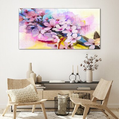 Glas bild Florale Farbexplosion