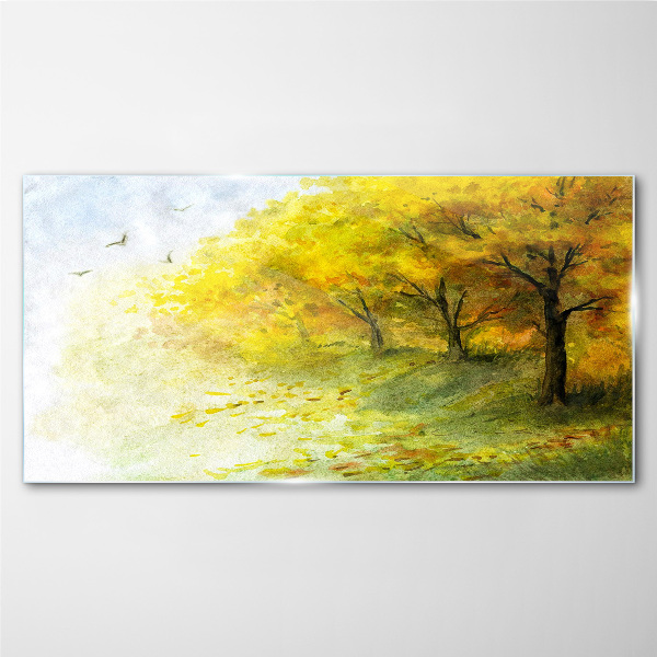 Glasbild Goldener Herbst im Park