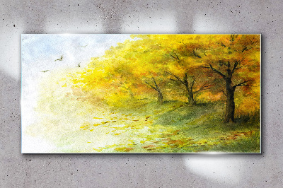 Glasbild Goldener Herbst im Park