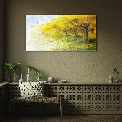 Glasbild Goldener Herbst im Park