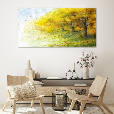 Glasbild Goldener Herbst im Park