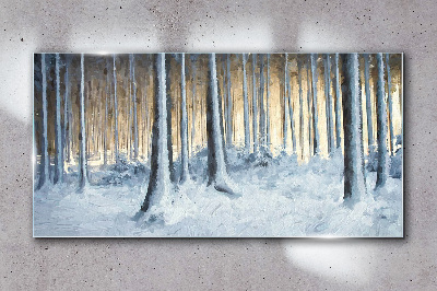 Bild aus glas Winterwald am Morgen