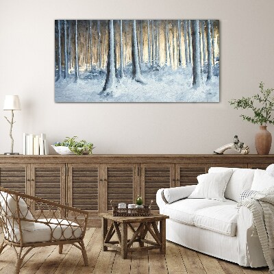 Bild aus glas Winterwald am Morgen