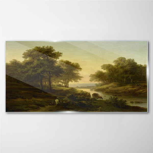 Glasbild Eine friedliche ländliche Landschaft