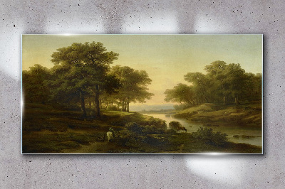 Glasbild Eine friedliche ländliche Landschaft