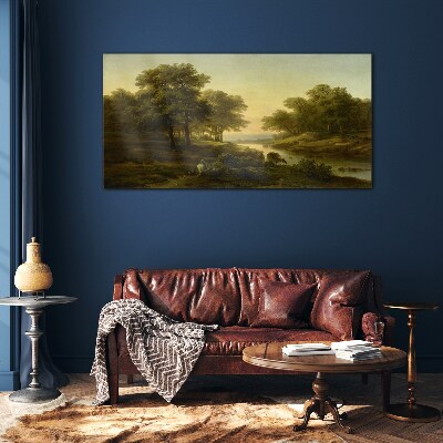 Glasbild Eine friedliche ländliche Landschaft