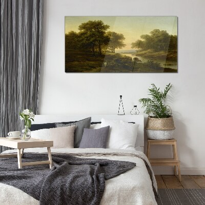 Glasbild Eine friedliche ländliche Landschaft