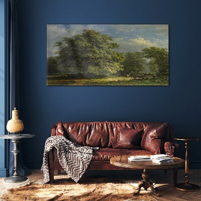 Glas bild Eine friedliche Landschaft mit einem Baum