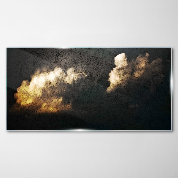 Glasbild Goldene Wolken auf dunklem Hintergrund