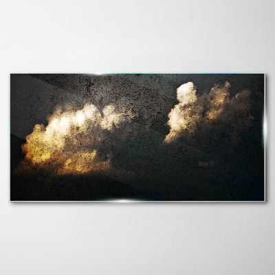 Glasbild Goldene Wolken auf dunklem Hintergrund
