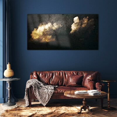 Glasbild Goldene Wolken auf dunklem Hintergrund