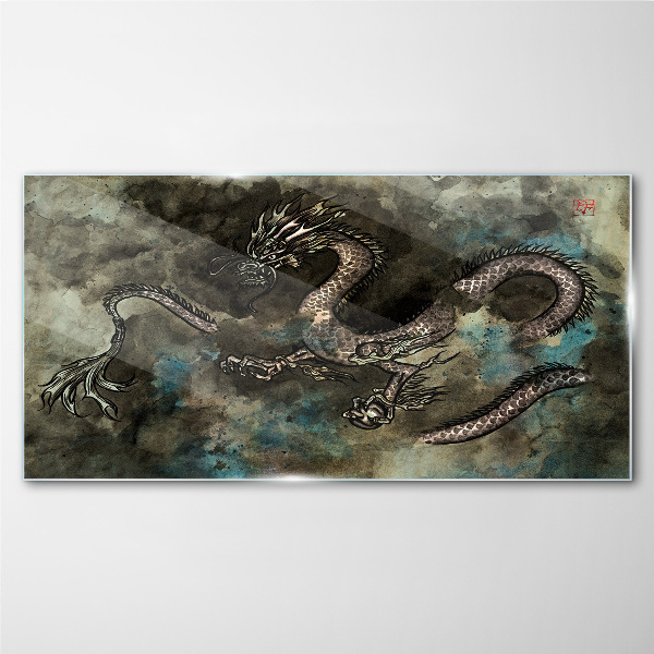 Glasbild Drache in den Wolken