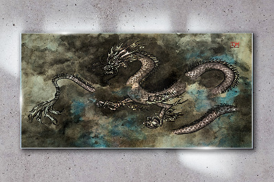 Glasbild Drache in den Wolken