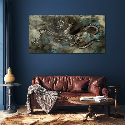 Glasbild Drache in den Wolken