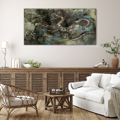 Glasbild Drache in den Wolken