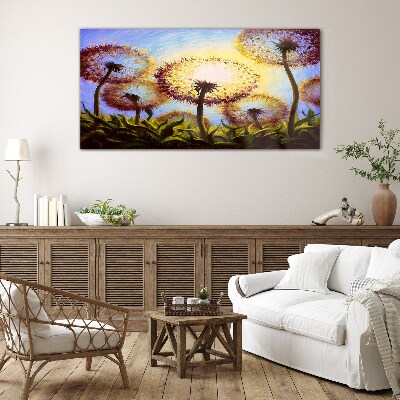Glasbild Goldener Löwenzahn im Sonnenlicht