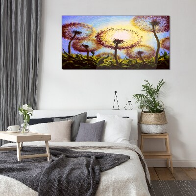 Glasbild Goldener Löwenzahn im Sonnenlicht