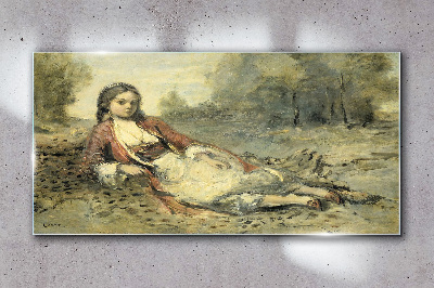 Glasbild Porträt eines liegenden Mädchens