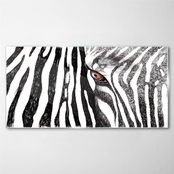 Glasbild Zebra im monochromen Stil