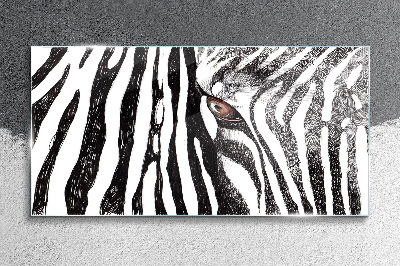 Glasbild Zebra im monochromen Stil