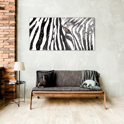 Glasbild Zebra im monochromen Stil
