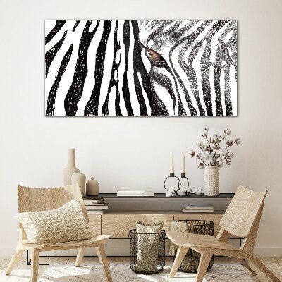 Glasbild Zebra im monochromen Stil