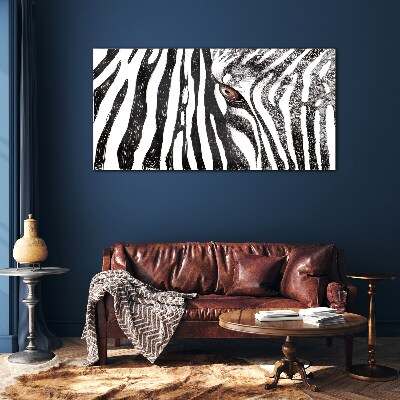 Glasbild Zebra im monochromen Stil