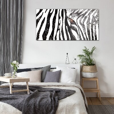 Glasbild Zebra im monochromen Stil