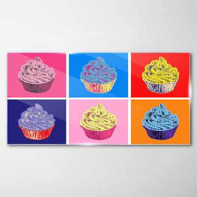 Glasbild Bunte Pop-Art-Muffins