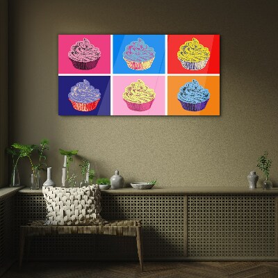 Glasbild Bunte Pop-Art-Muffins
