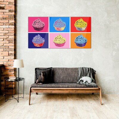 Glasbild Bunte Pop-Art-Muffins