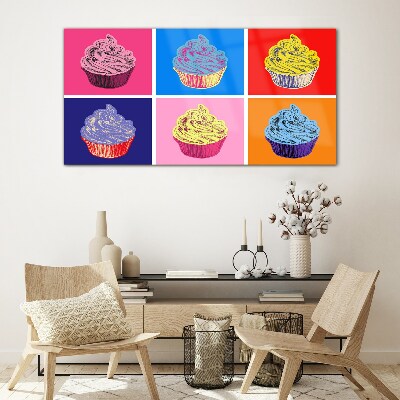 Glasbild Bunte Pop-Art-Muffins