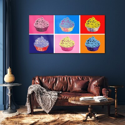 Glasbild Bunte Pop-Art-Muffins