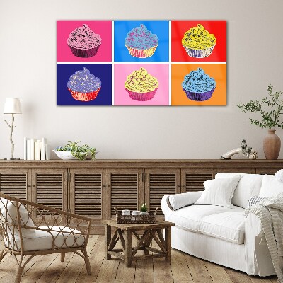 Glasbild Bunte Pop-Art-Muffins