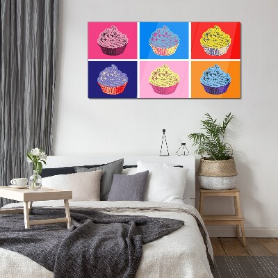 Glasbild Bunte Pop-Art-Muffins