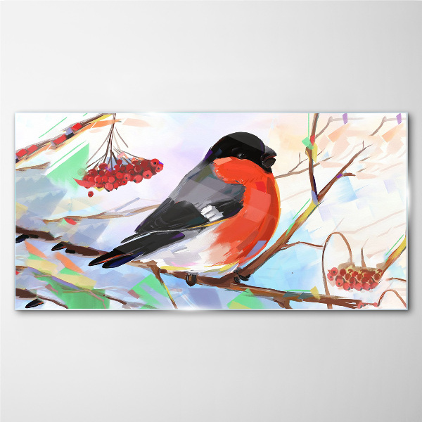 Glasbild Ein glücklicher Vogel auf einem Ast