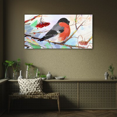 Glasbild Ein glücklicher Vogel auf einem Ast