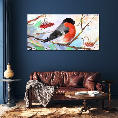 Glasbild Ein glücklicher Vogel auf einem Ast