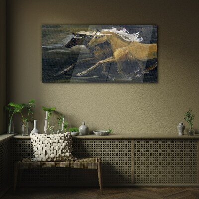 Glas bild Laufende Pferde