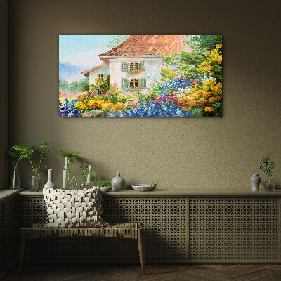 Bild auf glas Blumenlandschaft im Sonnenlicht