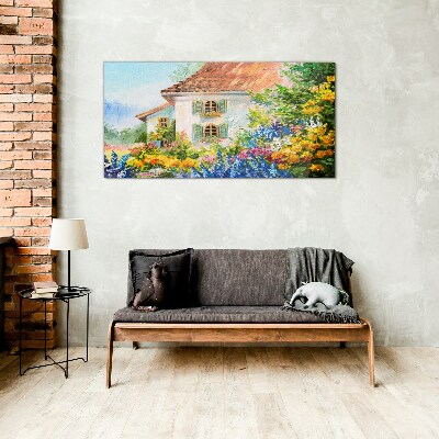 Bild auf glas Blumenlandschaft im Sonnenlicht