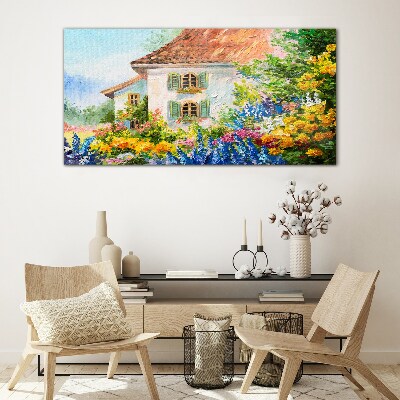 Bild auf glas Blumenlandschaft im Sonnenlicht