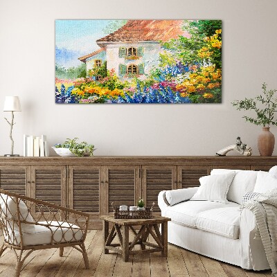 Bild auf glas Blumenlandschaft im Sonnenlicht