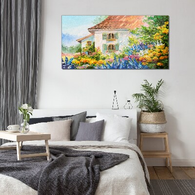 Bild auf glas Blumenlandschaft im Sonnenlicht