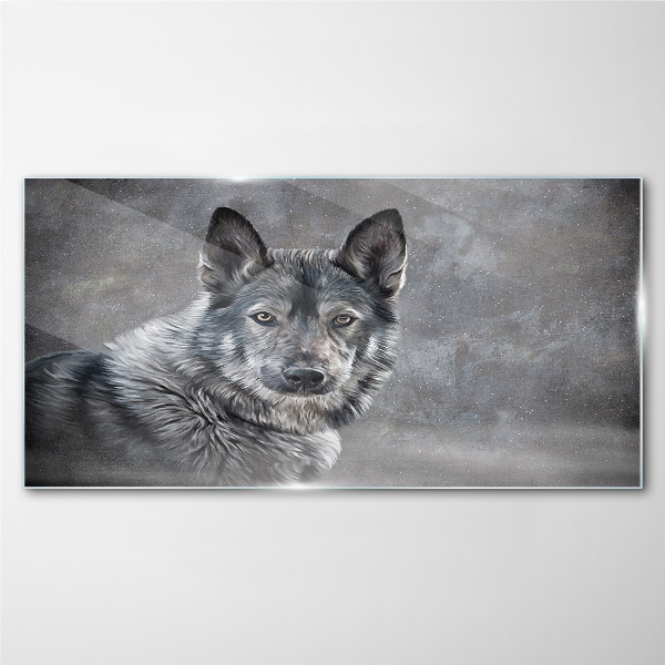 Glasbild Porträt eines grauen Hundes