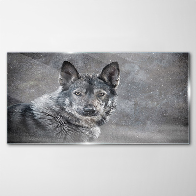 Glasbild Porträt eines grauen Hundes