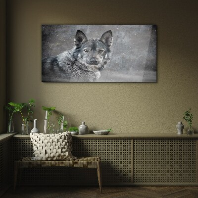 Glasbild Porträt eines grauen Hundes
