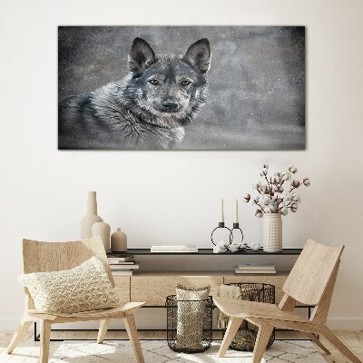 Glasbild Porträt eines grauen Hundes