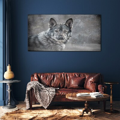Glasbild Porträt eines grauen Hundes