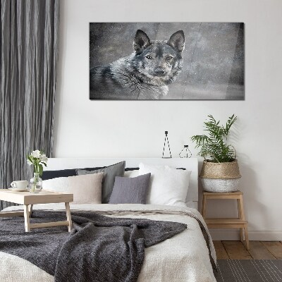 Glasbild Porträt eines grauen Hundes